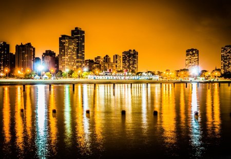 Beautiful Lights - sky, west vancouver, night, water, buildings, skyscrapers, nature, oceans, vancouver, reflection, beautiful, city, canada, architecture, lights