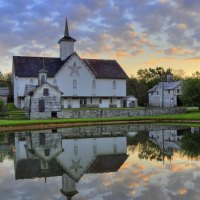 reflection of a lovely country church