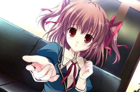 Mashiro Toba - mashiro toba, anime school girl, red, blue, root double, anime, anime girl