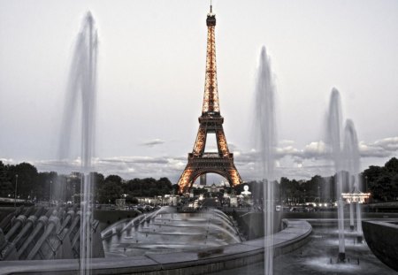 black and orange light - black, paris, awesome, night, eiffel tower