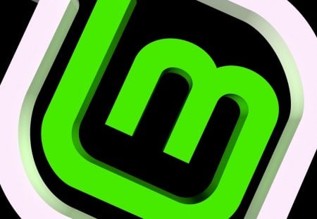 Linux Mint - big logo on the black background - black, Mint, OS, background, Linux