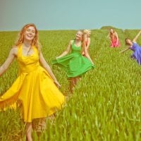 Happy girls with colorful dressesâ™¥