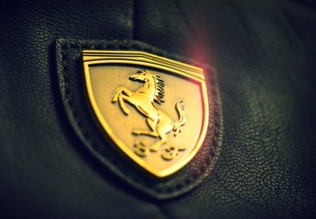 leather gold logo ferrari - cars, gold, logo, ferrari