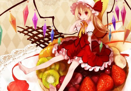 Flandre Scarlet - red eyes, touhou, flandre scarlet, game, girl, vampire, blonde