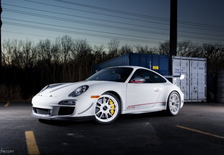 porsche white 911 - white, porsche, cars, road