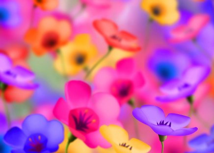 Colorful Flowers - blue, beauty, cool, petals, pink, flowers, colorful, fresh, nice, good