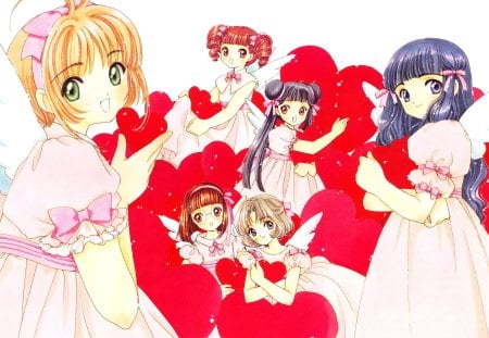 Heart-ful - sakura, ccs, naoko, tomoyo, rika, chiharu, meilin, friends, hearts