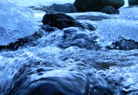 Frozen River - winter, water, frozen, blue, white, ice, nature, mountain, cold