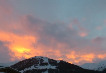 good sky colours in italian alps... - colour, sky, forest, mountain