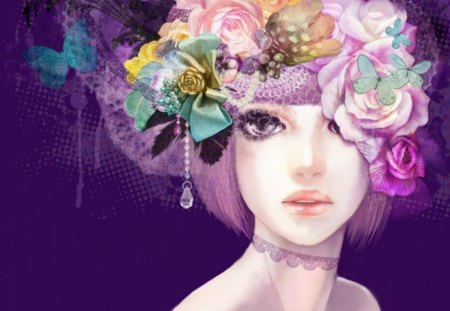 ★Softly of Butterflies n Flowers★ - softly, angels, butterflies, splendor, eyes, fairies, flowers, scent, face, beautiful, charm, colors, lovely, cool, love, sweet, hair, cg, tender touch, fantasy, lips, wings, bright, cute, animals