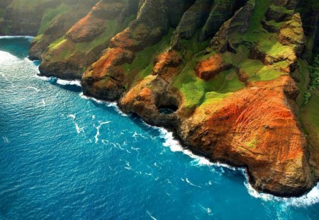 ~Water & Earth~ - rocky, shore, water, beautiful, ocean, mountains