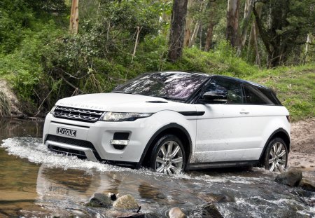 range rover evoque - forest, rover, range, river