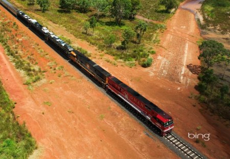 Aerial, of, the, Ghan, Train - train, of, the, aerial, ghan