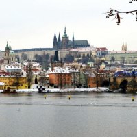 Old Prague with Castle in Winter