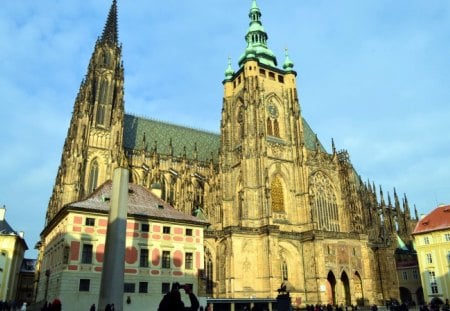 Dome at Prague Castle - czech republic, towers, building, church, capitol