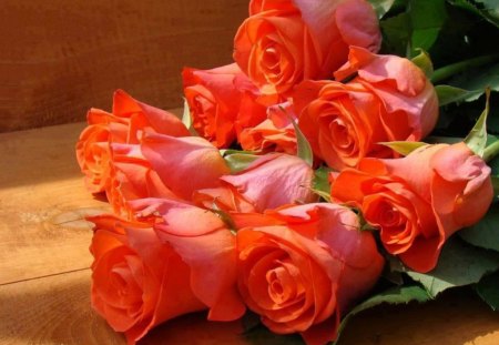 Orange Roses - love, nature, orange roses, bouquet, rose, flower