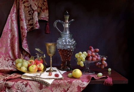 *** Still life *** - glass, wine, life, fruits, food, still life, stil, grapes