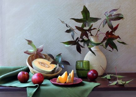 *** Still life *** - still, life, fruits, bouquet, flowers