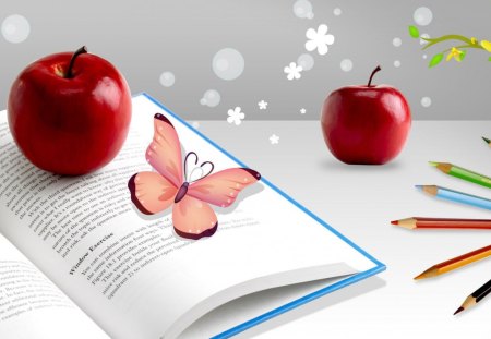 *** Butterfly *** - butterfly, fantasy, book, apples