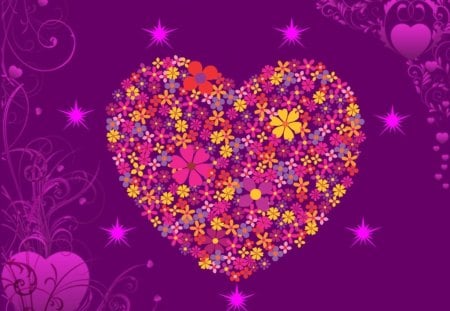 Flower Heart - Sweetheart, Heart of Flowers, Loveheart, Pretty Heart