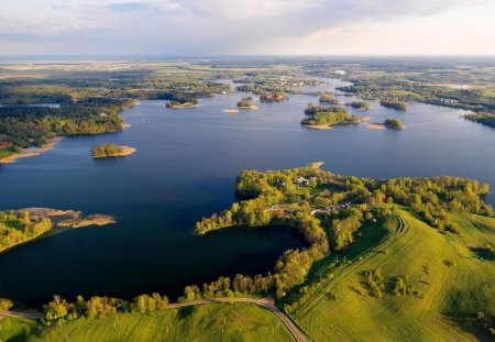 panorama view of lake islands - vegetation, panorama, islands, lake