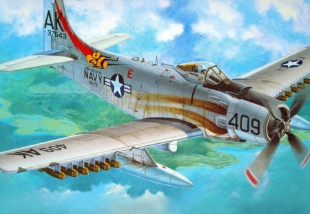 A-1H Skyraider - aircraft, war, wallpaper, other, military