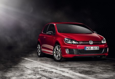 volkswagen golf gti in red - red, cars, golf, volkwagen