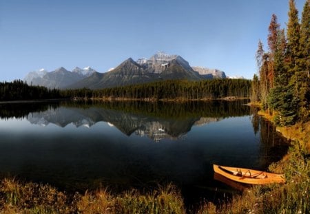 Lake Canoe - lake, mountain, forest, fog, canoe