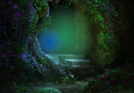 magical cave - abstract, magisal, cave, fantasy