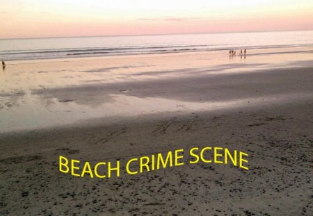 Beach crime scene - crime, sunset, sand, beach