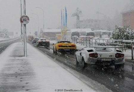 Snowy Lamborghini - cool lamborghini, car and snow, Snowy Lamborghini, hot lamborghini, snow