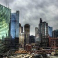 the city around the chicago river hdr