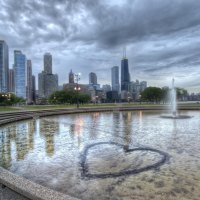 fountain heart in chicago hdr