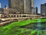 chicago river on st. patricks day hdr