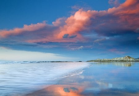 Sunset beach - Ocean, Sunset, Rocks, Beach