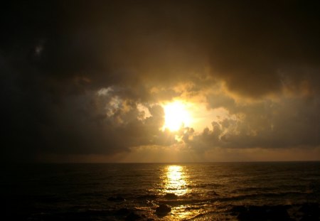 *** Beautiful sunset over the ocean *** - nature, sky, ocean, dark, night, sunset