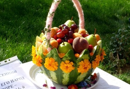 *** Fruit basket *** - salad, basket, fresh, nature, food, fruits