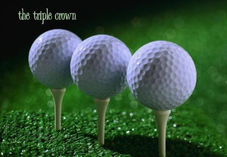 Triple Crown - golf ball, tees, golf, grass, three
