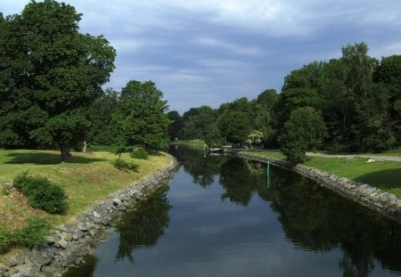 The Djurgardscanal in Stockholm - park, canal, stockholm