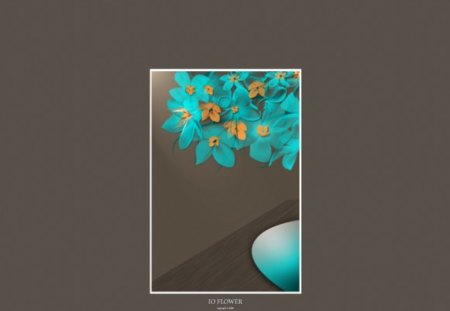 Establish Flowers - flowers, orb style, blue, frame