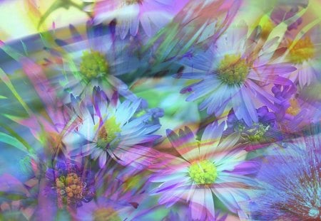 Floral Abstract pastel green and Violet - flower, floral abstract, green and violet, pastel