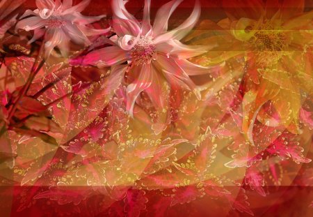 Floral Abstract part 3 fine Red - floral, red abstract, red flowers, red