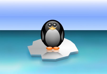 Solitude - water, alone, 3d, ice berg, penguin