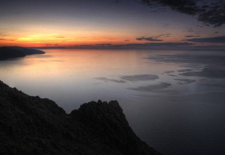 Sunset - sky, lake, sunset, clouds