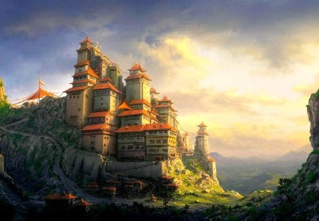 NEW DYNASTY - dynasty, CG, art, mountain, castle