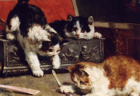 Three kitten - painting, art, wallpaper, other, kitten