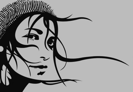 * - face, vector, art, girl, wp, bw