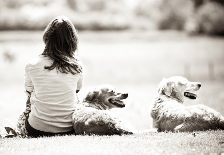 * - woman, girl, photography, rest, dogs, bw, relax