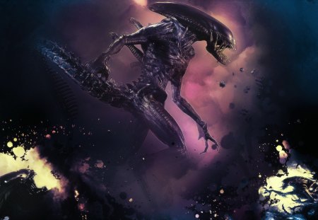 Xenomorph - alien, purple, space, creature