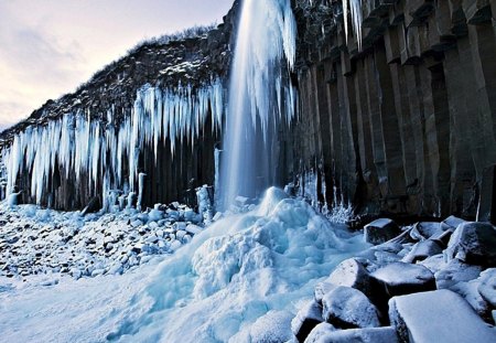 Frozen Waterfall - glacier, rock, frozen, waterfall